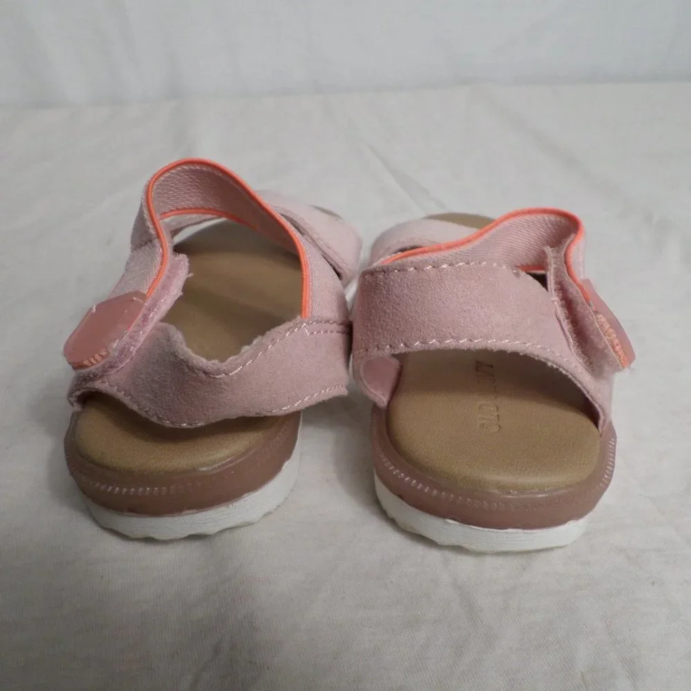 Old Navy Pink Strap Girls Sandals Velcro Strap Pink/White Size 6 (13.5)